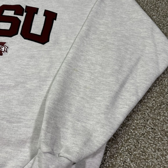 Vintage MSU Sweatshirt Embroidered Spell out Size Large Heather Grey Essentials - Picture 4 of 7